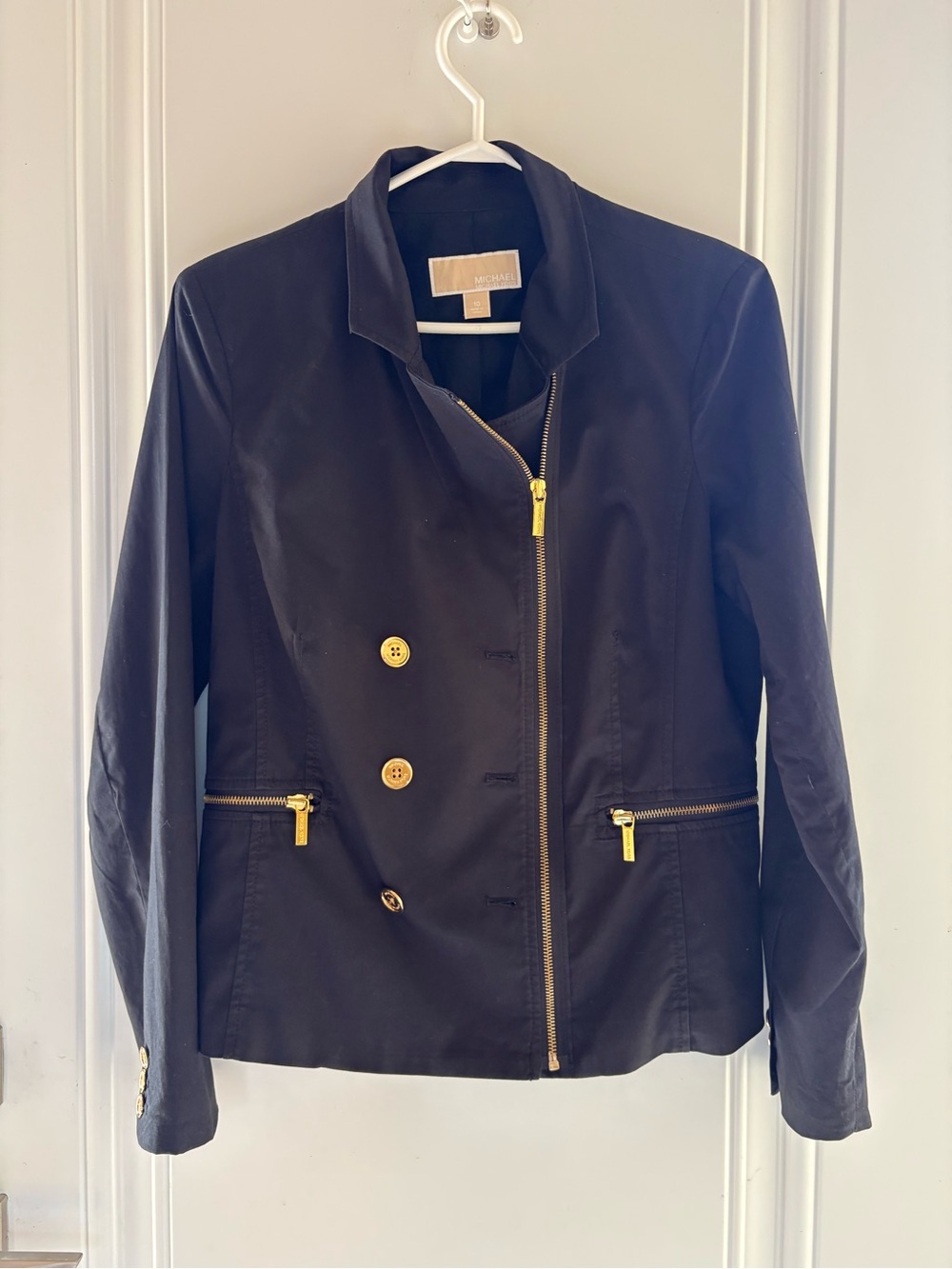 Michael Kors Black Jacket with Gold Hardware in Size 10